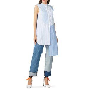 MONSE Women's Sleeveless Mixed Stripe Shirt Size 12